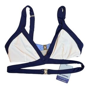 LES CANEBIERS swimsuit top in Sky/ Navy NWT